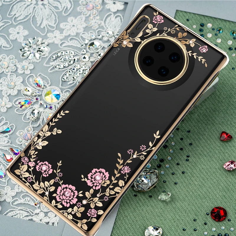 Чехол KAVARO PRECIOSA с кристаллами для huawei mate 30 Pro, роскошный Твердый Прозрачный чехол с цветочным рисунком и гальваническим покрытием, чехол для huawei mate 30, сумка