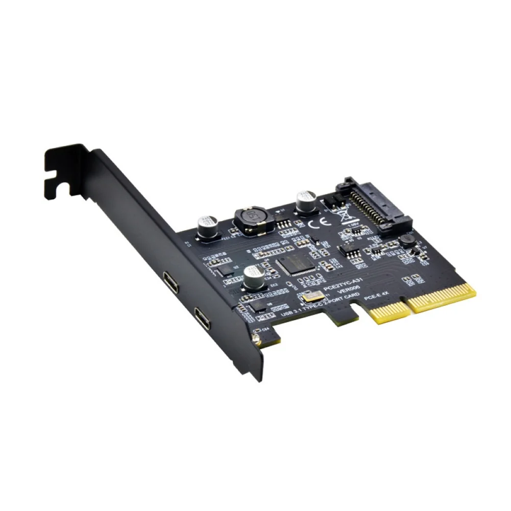 10 Гбит/с PCI Express X4 X8 X16 PCI-E к двойному адаптеру USB 3,1 type-C