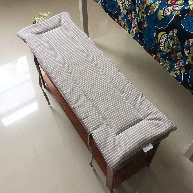 Striped Garden Bench Cushion Shoe Changing Stool Sofa Recliner Cushion 4cm/2cm Thick With Fixing Straps Can Be Customized Size