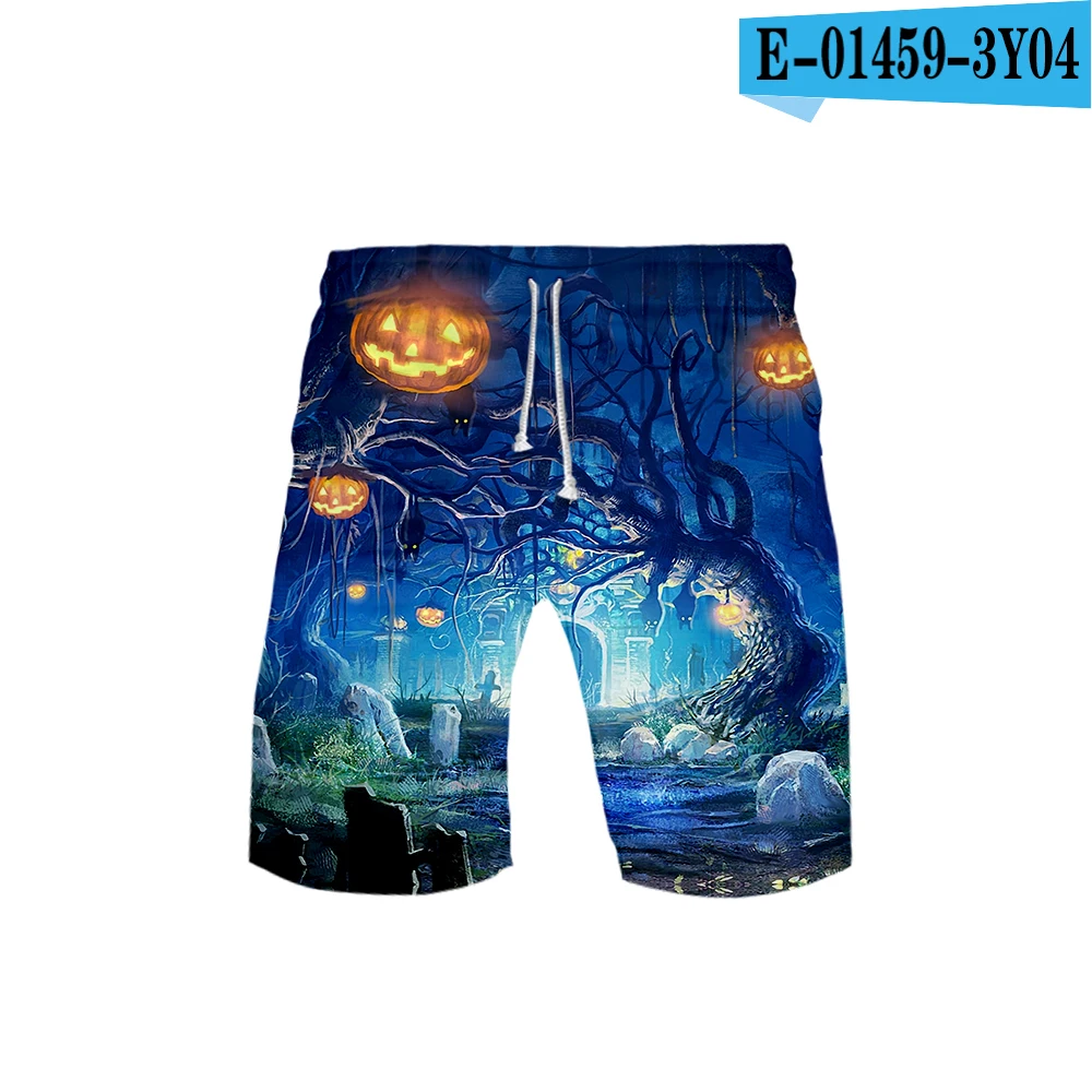 FRDUN TOMMY Halloween Jack-o'-lantern shorts summer men fashion Leisure Beach shorts New Kpop popular casual Basic shorts - Цвет: As shown