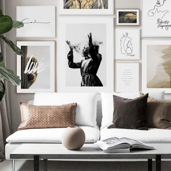 

Black White Portraits Abstract Cactus Wall Art Print Paper Painting Nordic Posters And Prints Wall Pictures For Living Decor