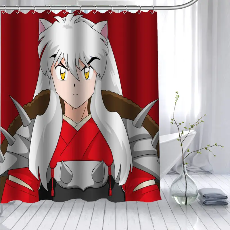 Новое поступление Inuyasha Аниме душ занавеска из полиэстеровой ткани высокой четкости Печать Водонепроницаемая занавеска для ванной 12 крюк занавес для ванной - Цвет: 10