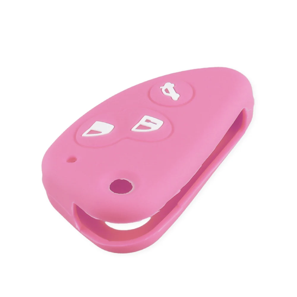 Розовый KEYYOU 30 шт. для Alfa Romeo 147 166 156 JTD TS протектор Силиконовый чехол для ключей от машины Флип складной удаленный резиновый чехол сумка для ключей - Название цвета: Розовый