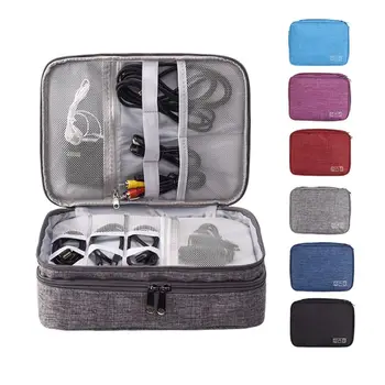 

Three-Layer Travel USB Flash Drives Case Organizer Bag Charger Digital Storage Pouch Data Earphone Cable