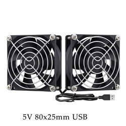 Ventilateur 2 en 1 pour ordinateur, 5V, 80mm, double USB, avec grille métallique, refroidissement pour ordinateur portable, PS4, boîtier TV, cabine AV 