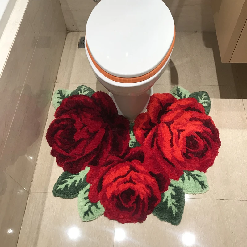 

3D red rose carpet for bathroom rug for bethroom livingroom carpet pink rose carpet flower rugs bath mats anti-slip