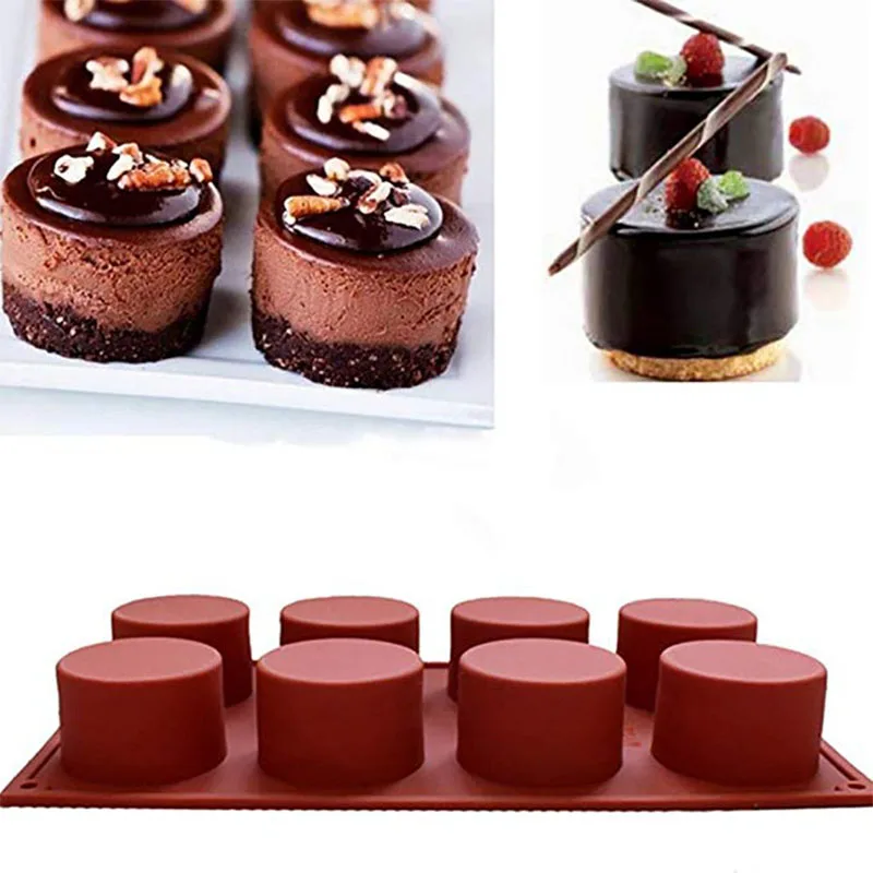 

Round Silicone Mold 8 Cavity Round Disc Mold for Mini Cake Silicone Molds DIY Kitchen Baking Tools Pastry Bakeware Mold