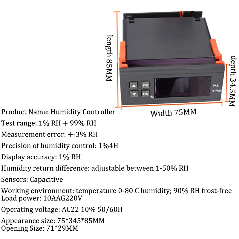Pymeter WH8040 цифровой регулятор влажности контроллер гигрометра переключатель электронный регулятор влажности 1%-99