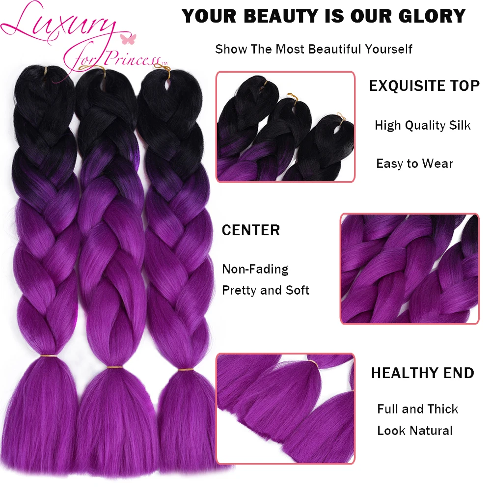 100g 24 inch Jumbo Braid Hair Extensions Synthetic Braiding Hair Ombre Crochet Hair for women Pink Red Green Blue Orange