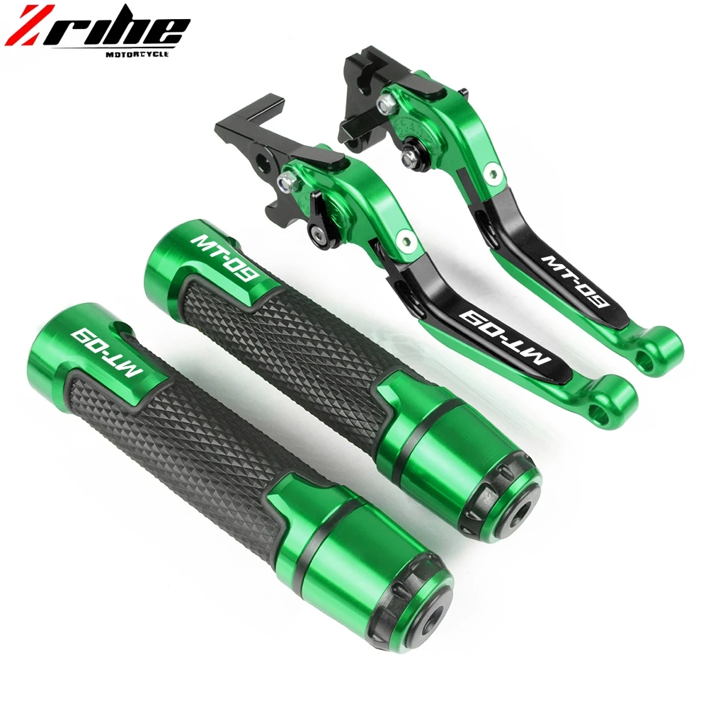 green Мотоцикл Регулируемый тормозной рычаг сцепления ручные рукоятки для YAMAHA MT-09 Tracer MT09 MT 09 FJ-09 FZ-09 FJ09 FZ09 - Цвет: green