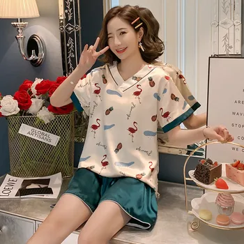 

Simple Women's Pajamas Set Casual Two-piece Pajamas Short Sleeve 2020 New Spring Summer Cute Pajamas M-XXL