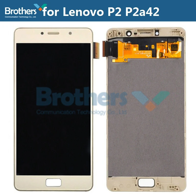 Gold with Frame ЖК-экран для lenovo P2 P2a42, ЖК-дисплей для lenovo Vibe P2 P2c72, ЖК-сборка, сенсорный экран, дигитайзер, запасные части для телефонов - Цвет: Gold with Frame