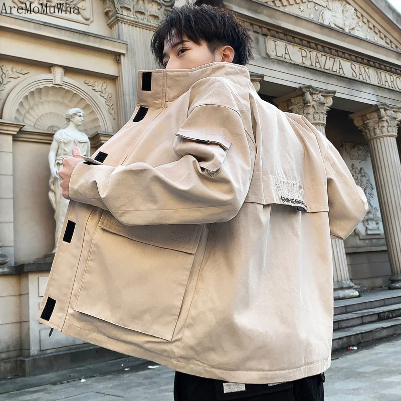 

AreMoMuWha Men's Jacket 2019 New Spring and Autumn Clothes Korean Students Trend Handsome Tooling Denim Jacket Men Jacket QX723