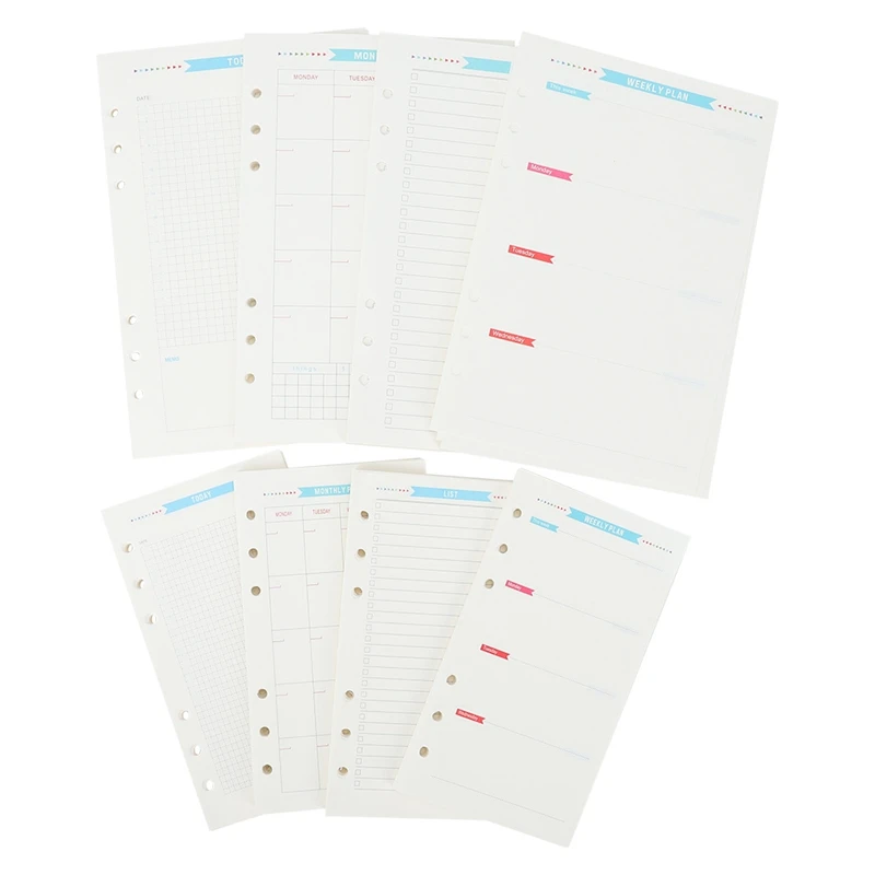 40 Sheets Notebook Planner Loose Leaf Ring Binding Refill Paper with 6 Hole