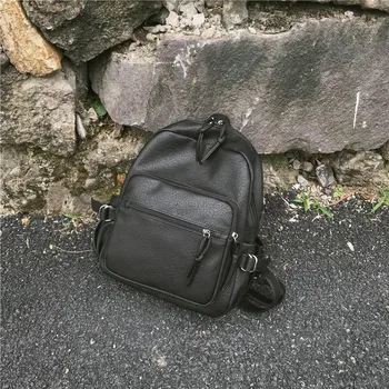

2020 Backpack Women Large Capacity School Bag Women's PU Leather Outdoor Quality Lady Solid School Bags Travel Backpacks Mochila