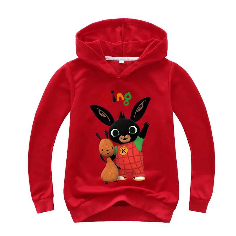 От 2 до 16 лет пуловер с кроликом из мультфильма Bing Bunny, толстовки с капюшоном, свитшоты, рубашки для маленьких мальчиков и девочек, весенне-Осенние футболки с длинными рукавами