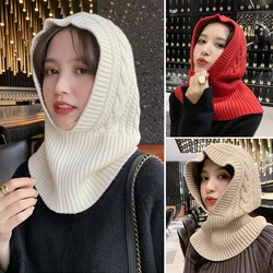 Neutral Thick Needle Hat And Scarf Knitted Scarf Solid Color Hat Dual-use Hat Warm Thick Comfortable Multi-colored Accessories