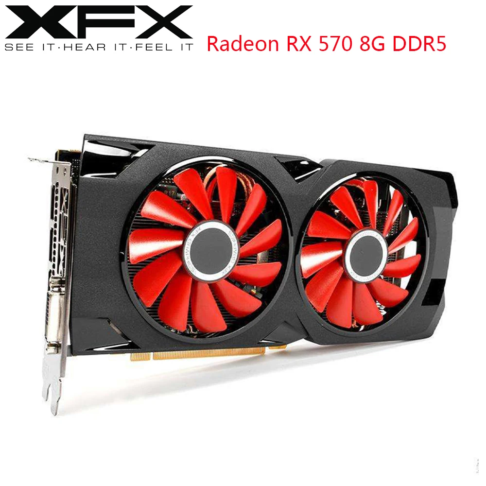 Видеокарты XFX AMD Radeon RX 570 8 Гб GPU RX570 8 ГБ DDR5 256Bit PC игровые видеокарты настольный компьютер игра Б/у видеокарта