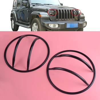 

DWCX 1Pair Black Iron Car Front Headlight Lamp Guard Protector Cover Cap Fit for Jeep Wrangler JL 2018 2019 2020