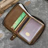 Retro Men's Short Wallet Vintage Cow  Leather Vertical Thin Male Zipper Square Credit Card Holder Small Money Purse Women wallet 5