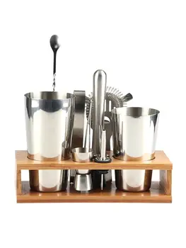 

12-Pieces Cocktail Shaker Set 800ML/600ML Kit Bartender Kit Shakers Stainless Steel Bar Tool Set With Stylish Bamboo Stand