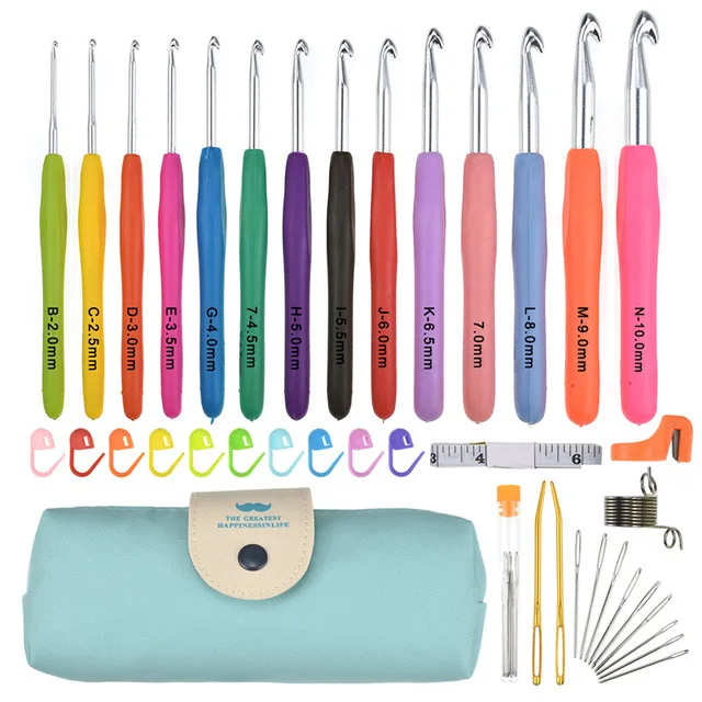 Looen 30 pcs Crochet Hooks Yarn Knitting Needles Sewing Tools Set 11  Crochet Hooks 2~ 8 mm with Comfort Soft Rubber Grip - AliExpress