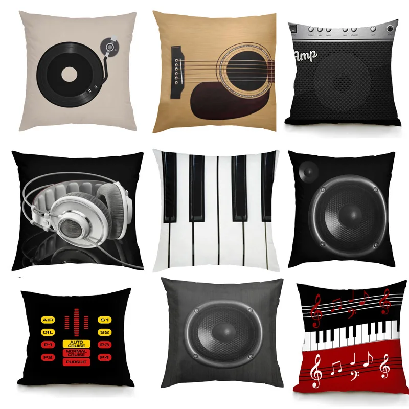 Retro Speaker Cushion Cover Guitar Music Throw Pillow Case Valentine Wedding Gift Home Sofa Decor 18" Two Side | Дом и сад