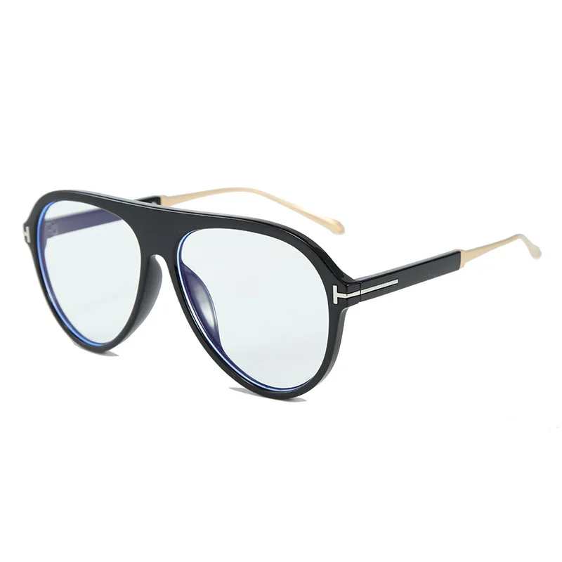 46243 Pilot Big Frame Retro Sunglasses Men Women Fashion UV400 Glasses - Цвет линз: C4 black clear