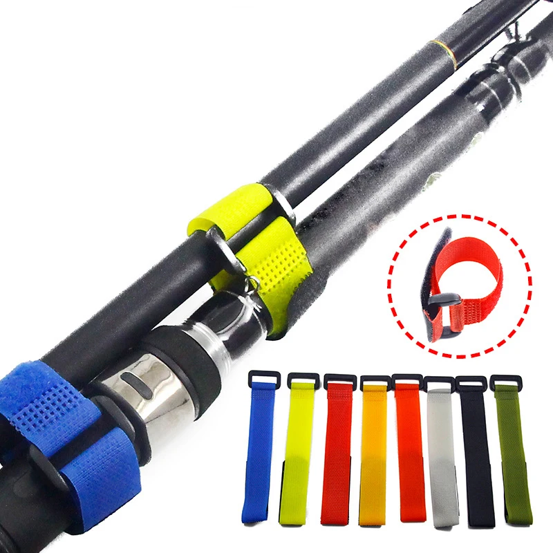 

10pcs Fishing Tools Rod Tie Holder Strap Reusable Suspenders Velcro Fastener Outdoor Fishing Hook Loop Cable Cord Ties Belt
