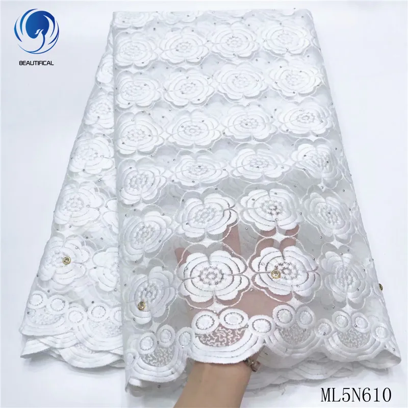 

BEAUTIFICAL African Lace Dress Sewing Fabric 5 yards White Lace Nigerian Wedding French Lace Tulle Free Shipping ML5N610