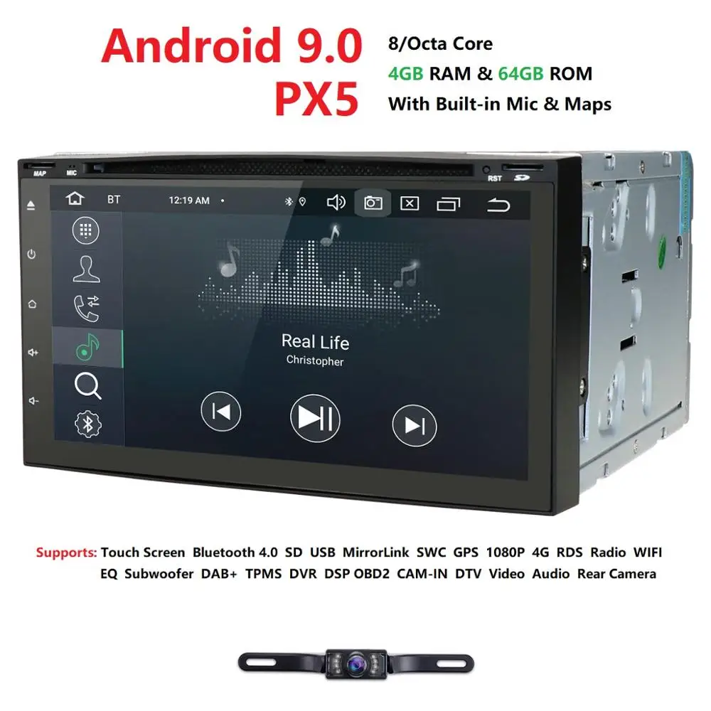 2Din Android9.0 Универсальный Автомобильный dvd-плеер gps навигационная карта WIFI4G BT Радио плеер мультимедиа для Honda Nissan VW BYD TOYOTA KIA