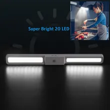 USB Перезаряжаемый под шкафом свет беспроводной датчик движения свет 20 светодиодный шкаф для шкафов лестниц кухонный датчик ночник лампа