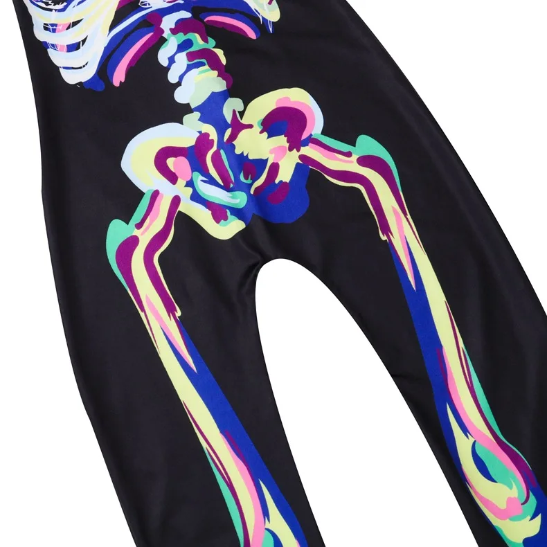 Carnival Halloween Skull Skeleton Costumes for Children Party Anime Party Fancy X-ray Skull Jumpsuit Demon Performance Costumes