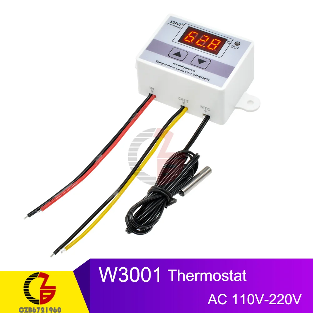 W3001 110V-220V 12 В 24 в 110 В 220 В цифровой термостат регулятор температуры Регулятор терморегулятор инкубатор подпольный Датчик нагрева метр - Цвет: W3001 110V-220V