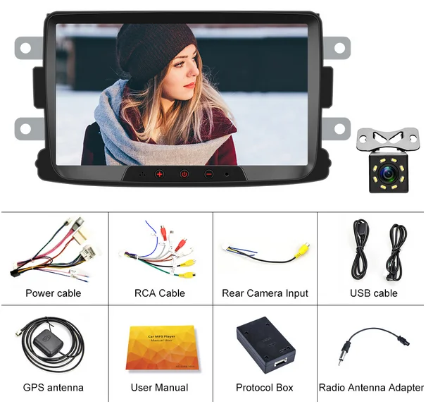 With 8 IR Camera Pdofo 2 Din Android 8.1Car gps Радио авторадио FM Vehcle Зеркало Ссылка 2din мультимедиа DVR плеер для Duster/Sandero/Logan/Dokker - Цвет: With 8 IR Camera