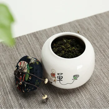 

2020 Hot sale Ceramic Tea Caddy Small Mini Portable Pu'er Green Tea Sealed Cans Storage Tanks Chinese Style Travel Tea Leaf Box