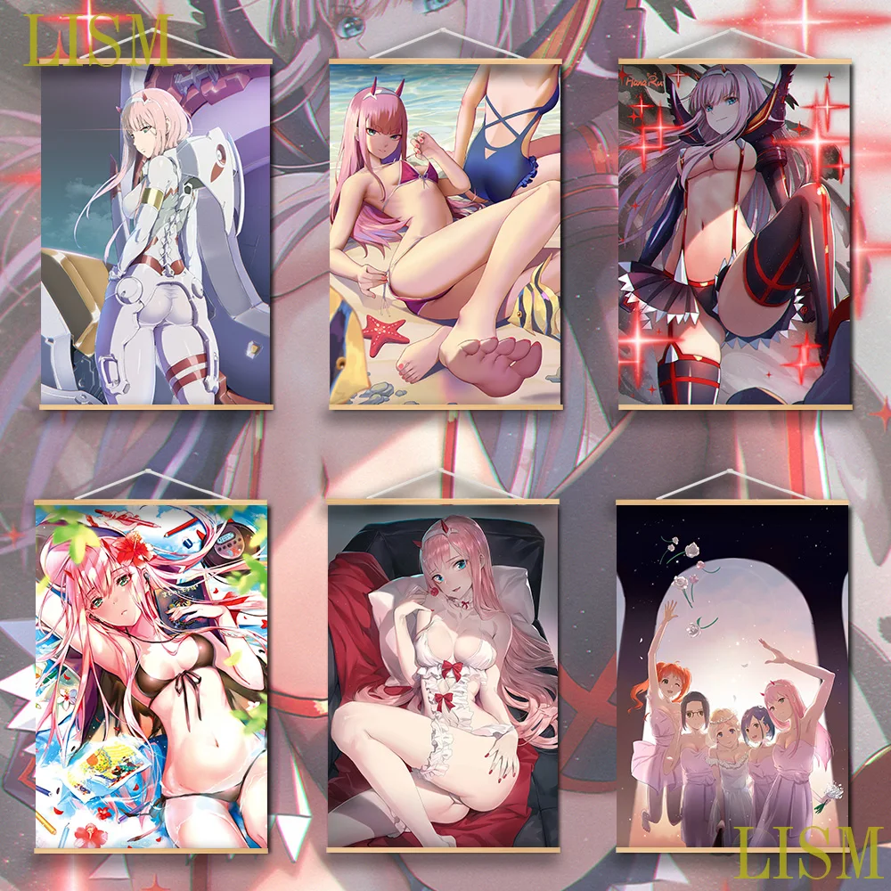 Darling in the FranXX Zero Two Anime manga wall Poster solid wood hanging scroll with canvas painting | Дом и сад
