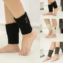 Женские зимние вязанные гетры с пуговицами, короткие носки для ботинок, манжеты