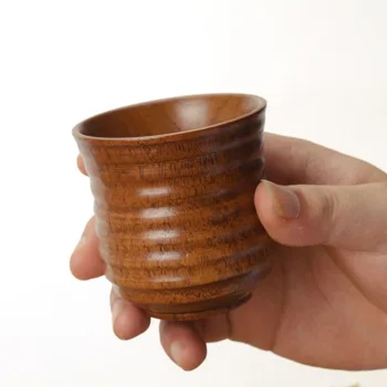 

50pcs/lot Chinese Style Handmade Natural Wooden Tea Cups Creative Wooden Cups Drinkware Kitchen Gadgets Accessories lin3995