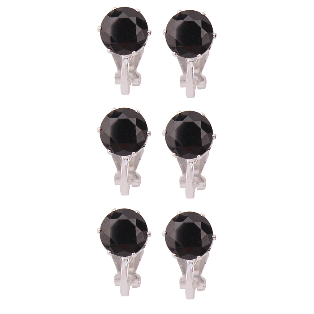 3 Pair Silver Black Бренд Grace Jun, новинка, милый маленький круглый кубический циркониевый зажим, серьги без пирсинга для женщин, девушек, вечерние, свадебные блестящие серьги-манжеты - Окраска металла: 3 Pair Silver Black