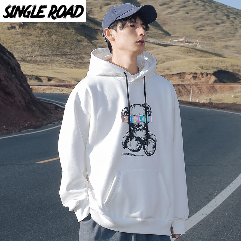 Singleroad特大メンズパーカー男性クマレーザー反射トレーナーヒップホップ日本ストリート原宿かわいいパーカー男性 Aliexpress Men S Clothing