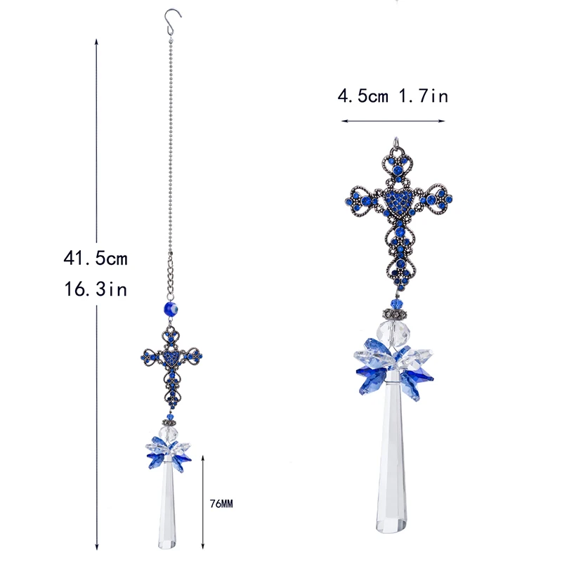 H&D подвесной Кристалл Призма крест Suncatcher Радуга производитель синий сглаза декоративные фэншуй домашний сад Декор счастливый Шарм подарок