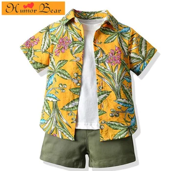 

Humor Bear Summer Boys Clothes Children's Suits Fashion Leaves Flowers Short-Sleeved T-shirt+ Shorts Baby Kids Clothing