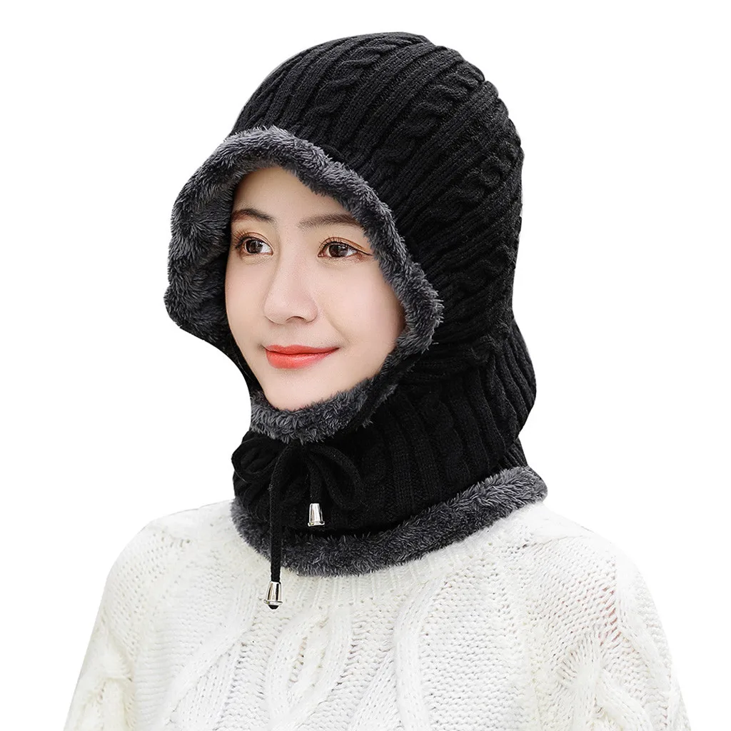 Зимние женские шапки, шапка, шарф, сиамский воротник, gorro, милая Зимняя Вязаная мужская шапка с черепом, берет#30108