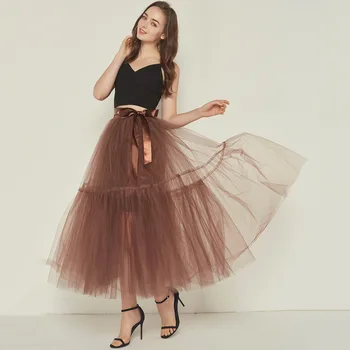 

Mop Floor 4 Layer Will Pendulum Thick And Disorderly Skirt Tulle Skirt Multi-storey Solid Color Gauze Half-body Skirt plus size