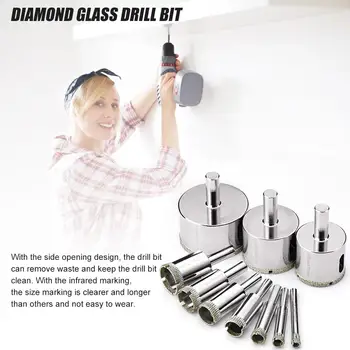 

10PCS Diamond Drill Bits Hole Saw Drill Bits Hollow Extractor Remover Set Tools for Glass Ceramics Porcelain Ceramic Tile