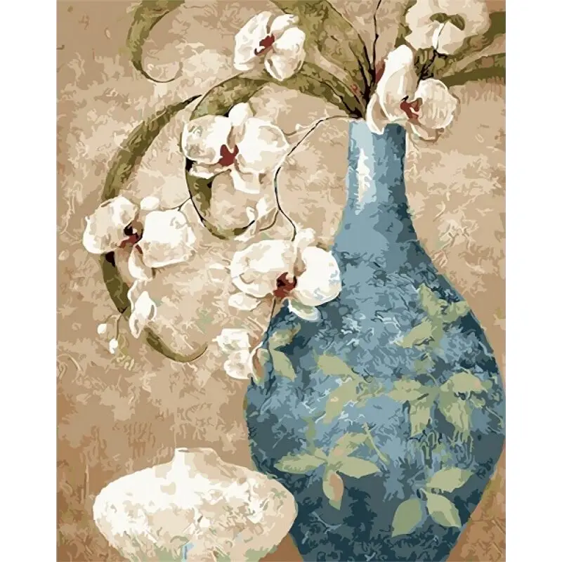 

RUOPOTY Oil Painting By Numbers Flower For Adults Acrylic Paint Coloring By Numbers Rich Vase On Canvas Home Decoration