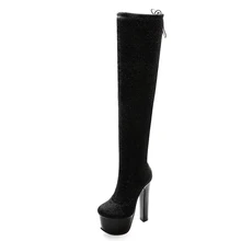 Super Size Super High Waterproof Platform Super High Heel Long Tube Over The Knee Boots Nightclub European American Sexy Shoes