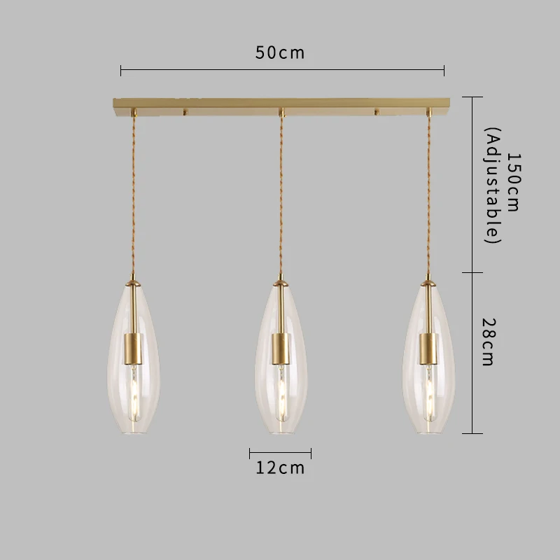 3 Lights-Rectangle Современный светодиодный медный Золотой светильник-люстра, украшение для дома, подвесной светильник для гостиной, столовой, светильник, светильники для кухни - Цвет абажура: 3 Lights-Rectangle