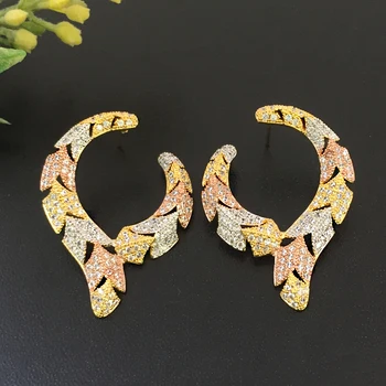 

Lanyika Jewelry Shiny Twinned Trunks Earrings Full Micro inlay Micro Plated Banquet Popular Best Gift
